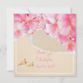PixDezines roze plumeria+strand+zeester Kaart (Voorkant)