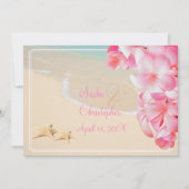 PixDezines roze plumeria+strand+zeester Kaart (Voorkant)