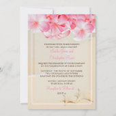 PixDezines roze plumeria+strand+zeester Kaart (Achterkant)