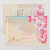 PixDezines roze plumeria+strand+zeester Kaart (Voorkant / Achterkant)