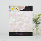 PixDezines roze plumeria/strandkantoorbenodigdhede Briefhoofd Ontwerp (Staand voorkant)