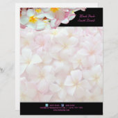 PixDezines roze plumeria/strandkantoorbenodigdhede Briefhoofd Ontwerp (Voorkant / Achterkant)
