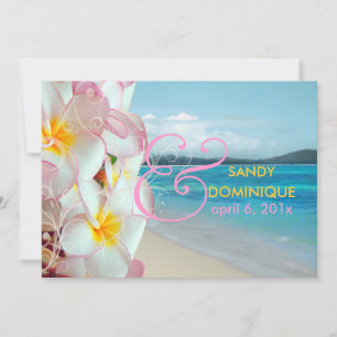 PixDezines Roze Plumeria+swirls/tropische bruiloft Kaart