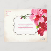 PixDezines roze/rode hibiscus/bewaar de datum Aankondigingskaart (Achterkant)