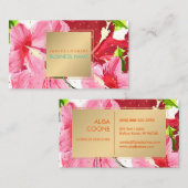 PixDezines Roze/Rood/Hibiscus/Gold Species Visitekaartje (Voorkant / Achterkant)