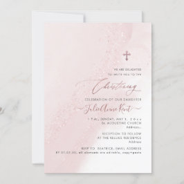 PixDezines Roze Roze Goud Doopfeest Kaart