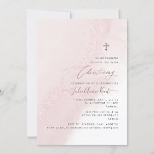 PixDezines Roze Roze Goud Doopfeest Kaart