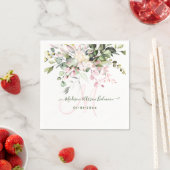PixDezines Roze Roze Gum Eucalyptus Monogram Servet (Insitu)