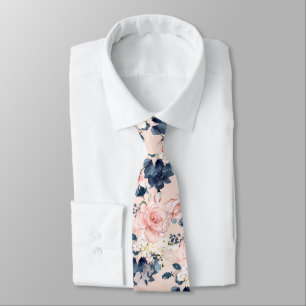 PixDezines Roze Roze Ijsblauw Aquarel Bloemen Stropdas