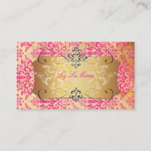 PixDezines roze/roze vintage Étienne damask Visitekaartje