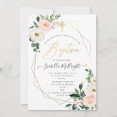 PixDezines Roze Roze Watercolor Bloemen Doop Kaart (Voorkant)