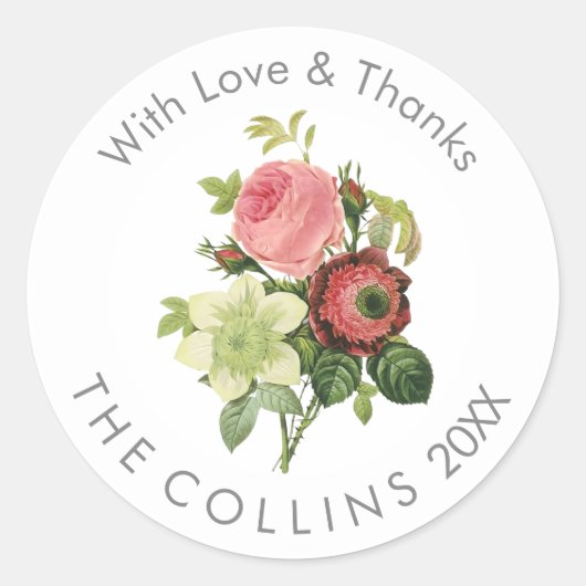 PixDezines  Roze Rozen Dank u Stickers (Voorkant)