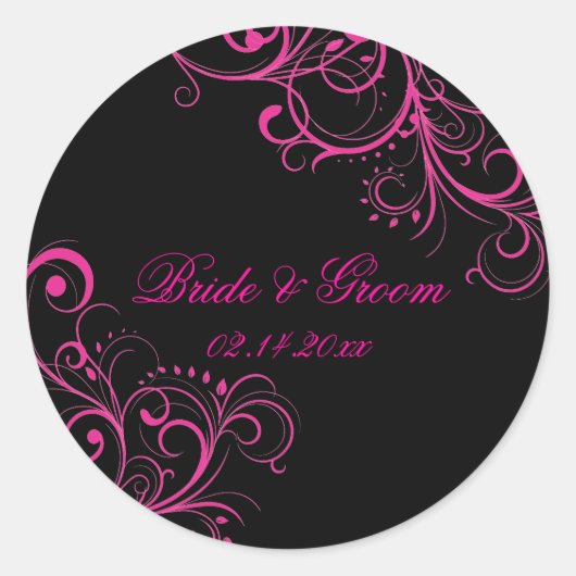 PixDezines Roze Swirls/DIY achtergrond kleur! Ronde Sticker (Voorkant)