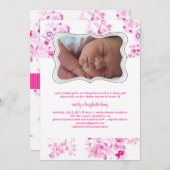 PixDezines roze toile/geboorteaankondiging/douche Kaart (Voorkant / Achterkant)