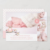 PixDezines roze uil/diy accent kleur Aankondiging (Voorkant / Achterkant)