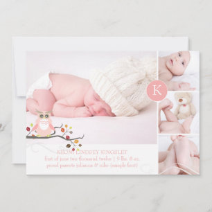 PixDezines roze uil/diy accent kleur Aankondiging