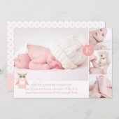 PixDezines roze uil/diy accent kleur Aankondiging (Voorkant / Achterkant)