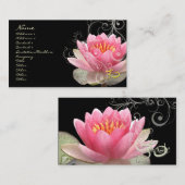 PixDezines roze waterlelie + parelzwammen Visitekaartje (Voorkant / Achterkant)