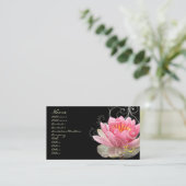 PixDezines roze waterlelie + parelzwammen Visitekaartje (Staand voorkant)