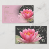PixDezines roze waterlelie + parelzwammen Visitekaartje (Voorkant / Achterkant)
