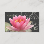 PixDezines roze waterlelie + parelzwammen Visitekaartje (Achterkant)