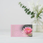 PixDezines roze waterlelie + parelzwammen Visitekaartje (Staand voorkant)