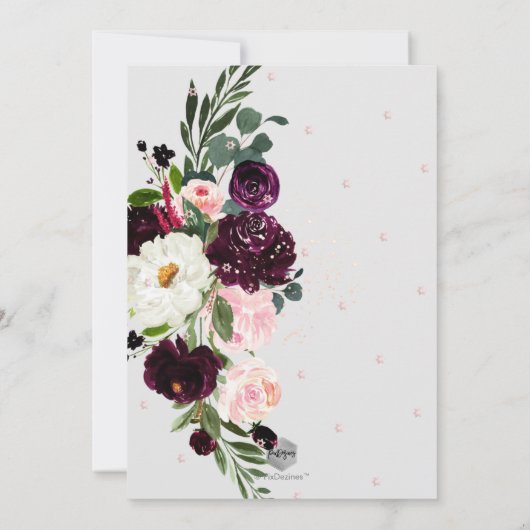 PixDezines Roze Waterverf Bloemen Mitzvah Kaart (Achterkant)