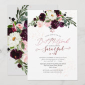 PixDezines Roze Waterverf Bloemen Mitzvah Kaart (Voorkant / Achterkant)