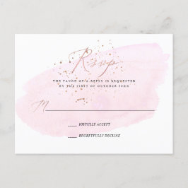 PixDezines Roze Waterverf Calligrafie RSVP Uitnodiging Briefkaart