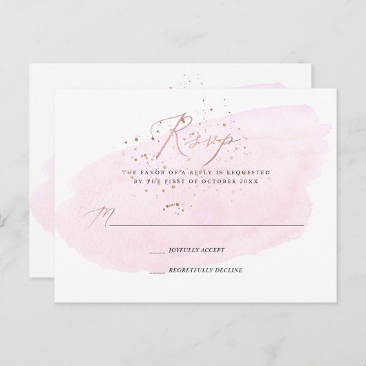 PixDezines Roze Waterverf Calligrafie RSVP Uitnodiging Briefkaart (Voorkant / Achterkant)