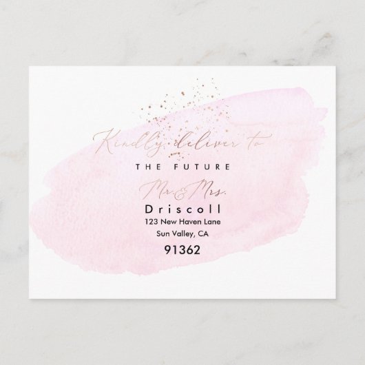 PixDezines Roze Waterverf Calligrafie RSVP Uitnodiging Briefkaart (Achterkant)