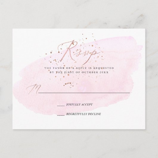 PixDezines Roze Waterverf Calligrafie RSVP Uitnodiging Briefkaart (Voorkant)