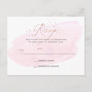 PixDezines Roze Waterverf Calligraphy RSVP Uitnodiging Briefkaart