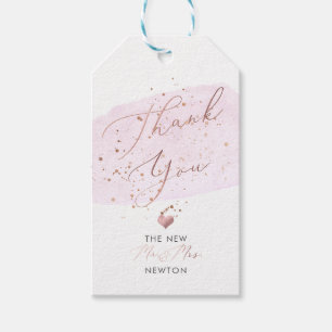 PixDezines Roze Waterverf+Champagne Bellen Tx U Cadeaulabel
