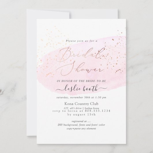 PixDezines Roze Waterverf Champagne Vrijgezellenfe Kaart (Voorkant)