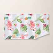 PixDezines Roze Waterverf Flamingo+Floral Bad Handdoek (Handdoek)