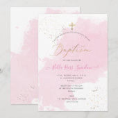 PixDezines Roze Waterverf gewassen baptisme Kaart (Voorkant / Achterkant)