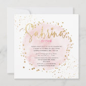 PixDezines Roze Waterverf Gold Dust Bat Mitzvah Kaart (Voorkant)