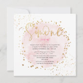 PixDezines Roze Waterverf Gold Dust Bat Mitzvah Kaart (Voorkant)