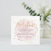 PixDezines Roze Waterverf Gold Dust Bat Mitzvah Kaart (Staand voorkant)