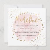 PixDezines Roze Waterverf Gold Dust Bat Mitzvah Kaart (Voorkant)