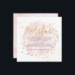 PixDezines Roze Waterverf Gold Dust Bat Mitzvah Kaart<br><div class="desc">PixDezines een geborstelde waterverf in bleek roze met faux gouden lijsten en confetti. Moderne en stijlvolle kalligrafie Bat Mitzvah. Zie filters om de toon van een afbeelding te wijzigen. Dankzij ons dynamische ontwerp kunt u alle elementen bewerken. Copyright © 2022 PixDezines™. Alle rechten voorbehouden.</div>