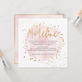 PixDezines Roze Waterverf Gold Dust Bat Mitzvah Kaart
