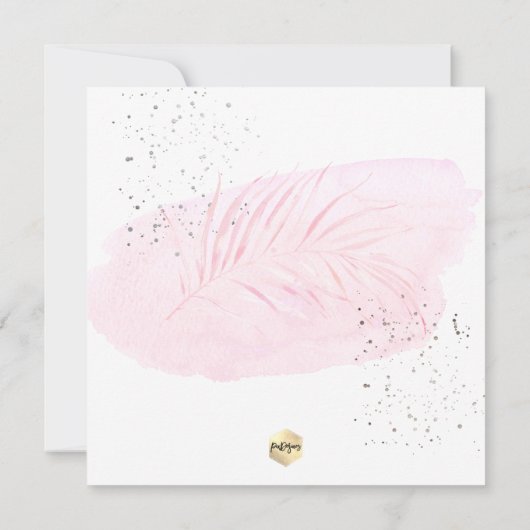 PixDezines Roze Waterverf Palms Christening Kaart (Achterkant)