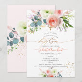 PixDezines Roze Waterverf Pioen Doop Kaart (Voorkant / Achterkant)