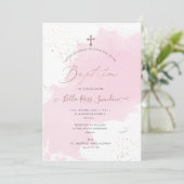 PixDezines Roze Waterverf staal Baptisme Kaart (Staand voorkant)