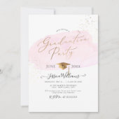 PixDezines Roze Waterverf Swatch Afstudeerfeest Kaart (Voorkant)