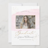 PixDezines Roze Waterverf Swatch Afstudeerfeest Kaart (Achterkant)