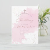 PixDezines Roze Waterverf Swatch Christening Kaart (Staand voorkant)