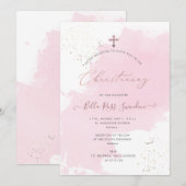 PixDezines Roze Waterverf Swatch Christening Kaart (Voorkant / Achterkant)